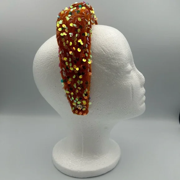 Lele Sadoughi Orange Sequin Knotted Headband - Picture 10 of 16